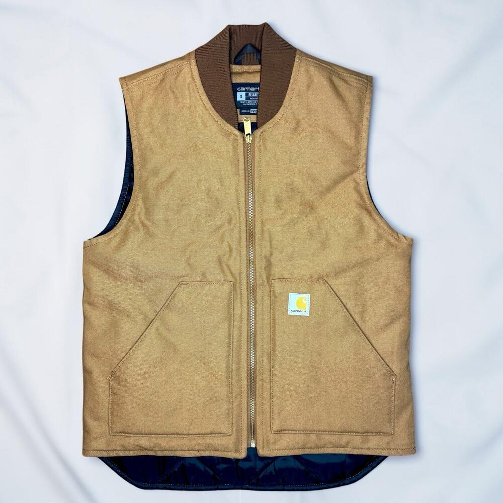 Carhartt Men Small V01 Brn Firm Duck Insulated Quilt Lined Vest Brown OV0001-M